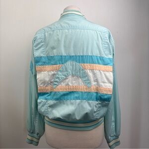 Vintage 80s Sergio Valente Aqua Windbreaker Bomber Jacket Women’s M Geometric